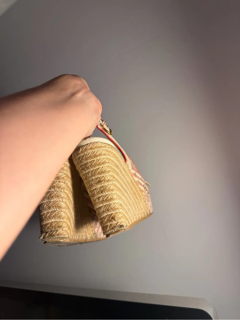 Louis Vuitton Pink Stripe Monogram Espadrille Wedges